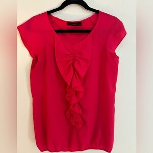Deep Pink Ruffle Trim Blouse